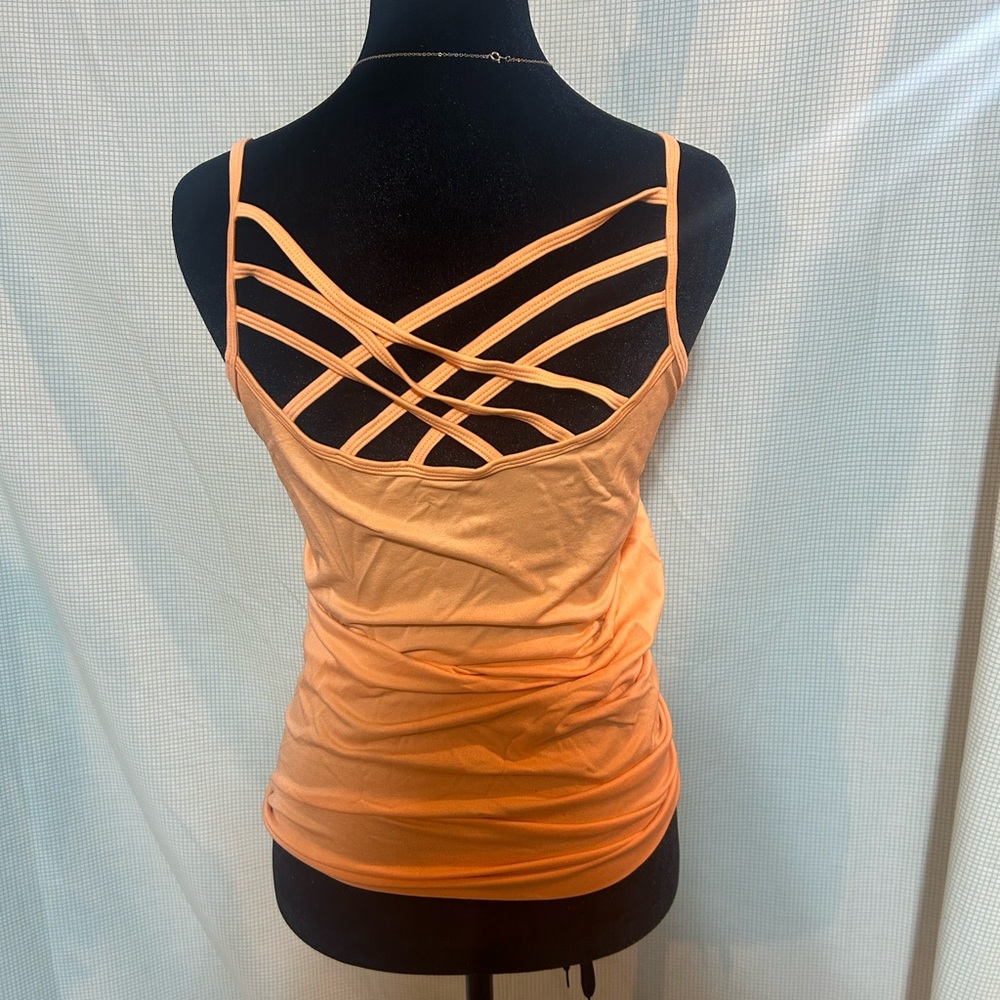 NWOT Strappy Back Women's Orange Neon Tank Top-NEVER worn
